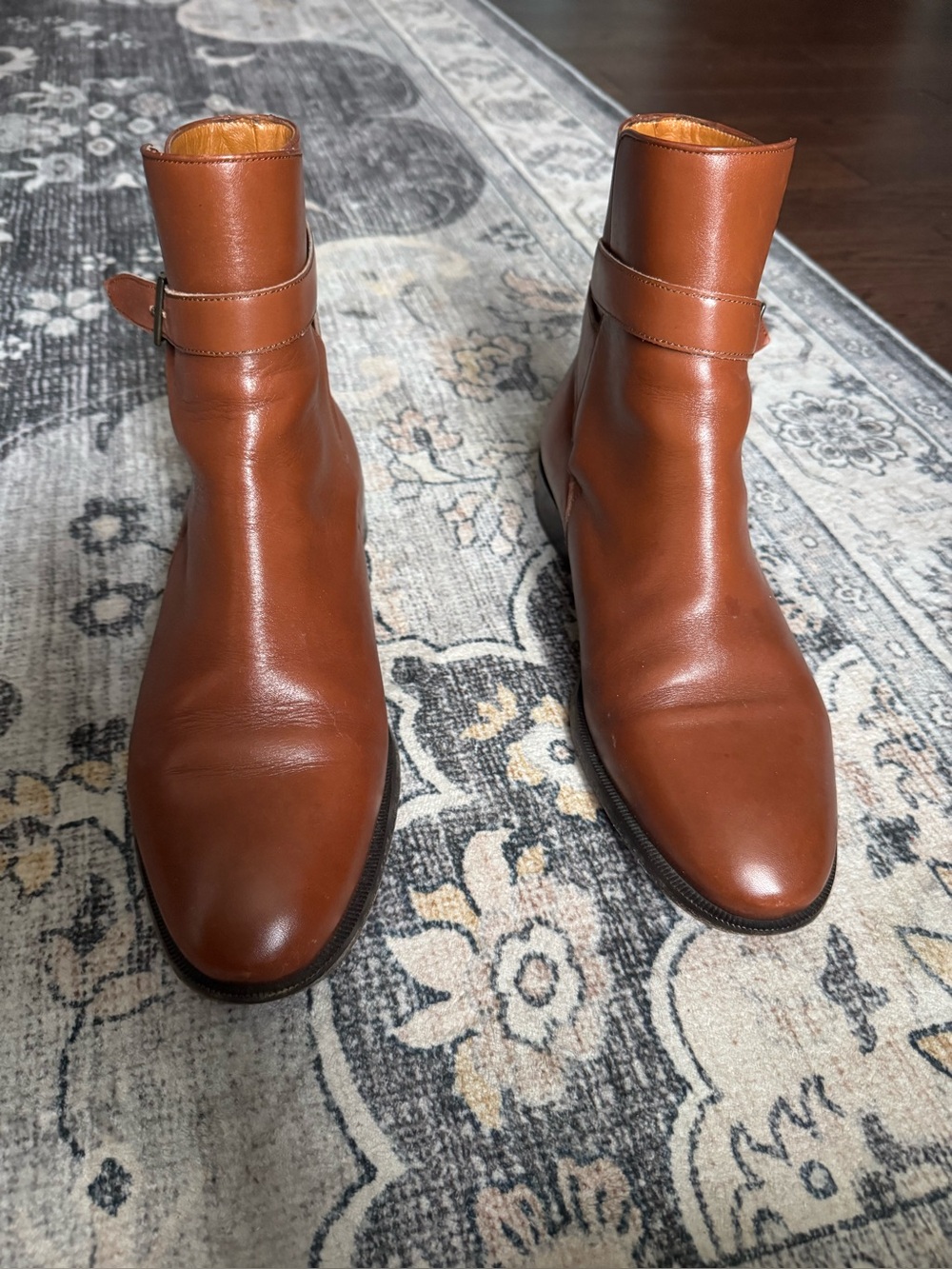 H by Hudson Men's Brown Leather Jodhpur Ankle Boots Buckle Almond Toe AU 9